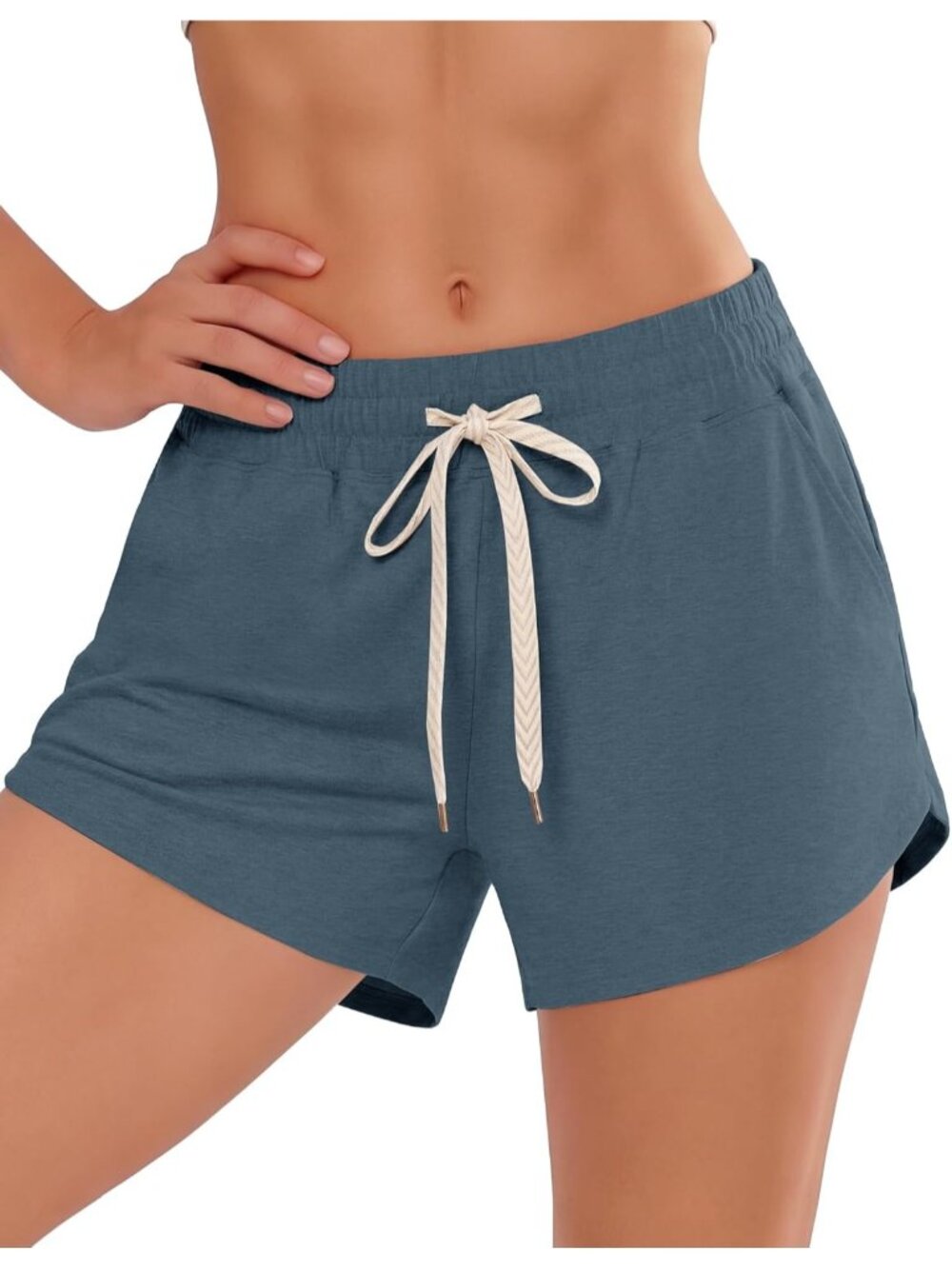 Women's Blue Athletic Shorts High Waisted Black Running SweatShorts Summer